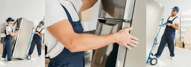 מובילים עם עגלת משא ומכשירי חשמל